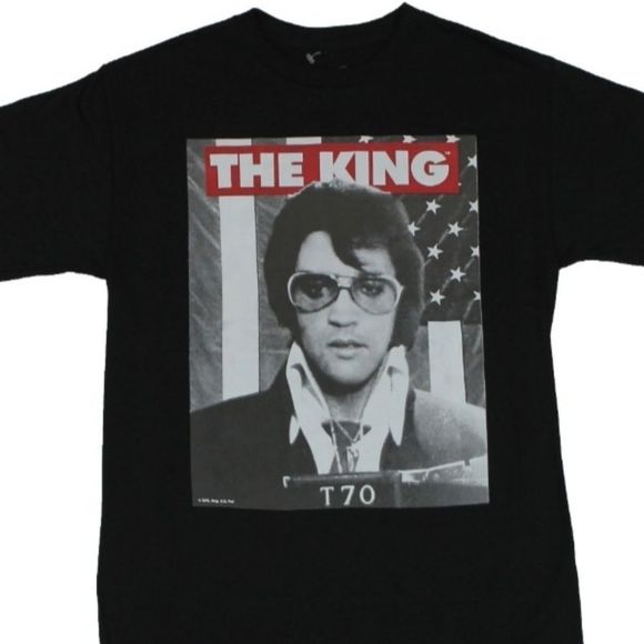 Other - ELVIS PRESLEY "THE KING" MUGSHOT GRAPHIC PRINT TEE WITH AMERICAN FLAG